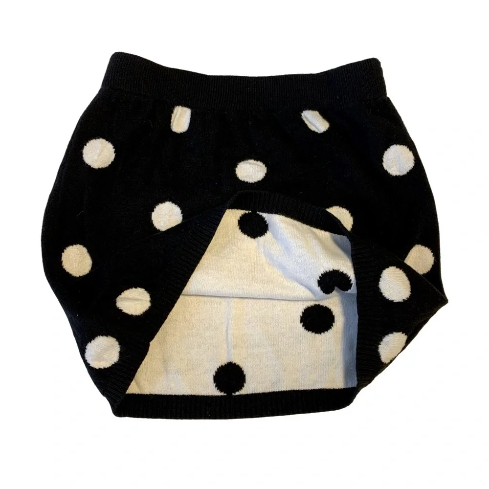 Old Navy Skirt Double Knit Black with White Polka Dots Girls Size Med 8